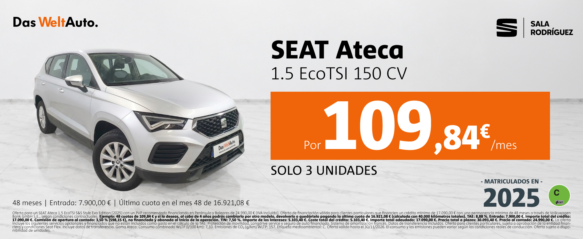 SEAT Ateca EcoTSI por 109,84€/mes*